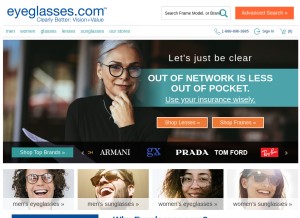 How eyeglasses.com looks like on a tablet such as an iPad.