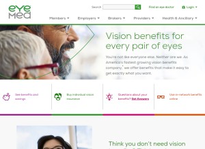 How eyemed.com looks like on a tablet such as an iPad.