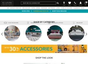 How ezlivingfurniture.ie looks like on a tablet such as an iPad.