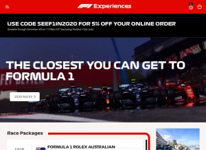 How f1experiences.com looks like on a tablet such as an iPad.