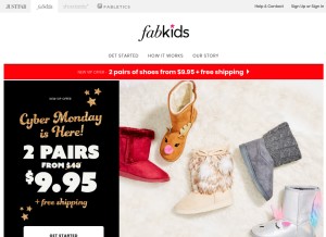 How fabkids.com looks like on a tablet such as an iPad.
