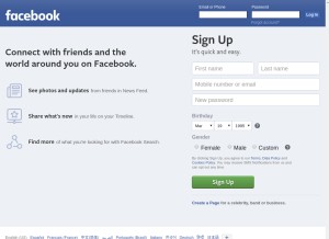 How facebook.com looks like on a tablet such as an iPad.