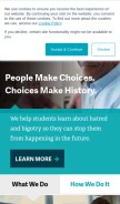 How facinghistory.org looks like on a mobile device such as an iPhone.