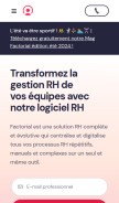 How factorial.fr looks like on a mobile device such as an iPhone.