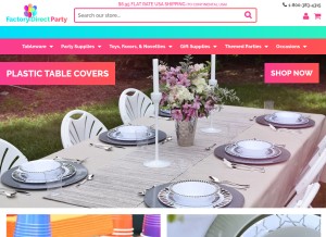 How factorydirectparty.com looks like on a tablet such as an iPad.