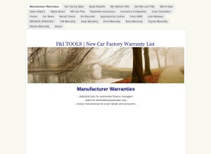 How factorywarrantylist.com looks like on a tablet such as an iPad.