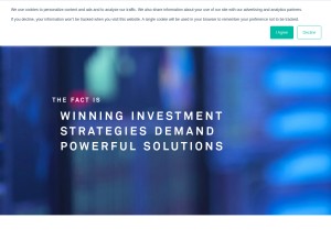 How factset.com looks like on a tablet such as an iPad.
