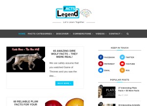 How factslegend.org looks like on a tablet such as an iPad.