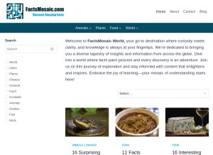 How factsmosaic.com looks like on a tablet such as an iPad.