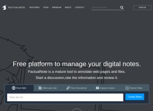 How factualnote.com looks like on a tablet such as an iPad.