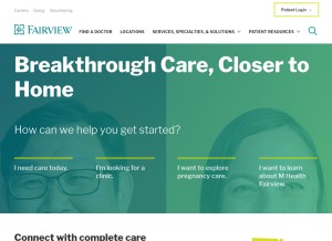 How fairview.org looks like on a tablet such as an iPad.