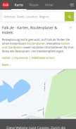 How falk.de looks like on a mobile device such as an iPhone.