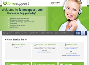 How famesupport.com looks like on a tablet such as an iPad.