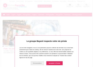 How familiscope.fr looks like on a tablet such as an iPad.