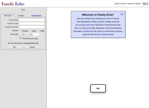 How familyecho.com looks like on a tablet such as an iPad.