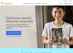 How familysearch.org looks like on a tablet such as an iPad.
