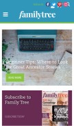 How familytreemagazine.com looks like on a mobile device such as an iPhone.