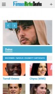 How famousbirthsdeaths.com looks like on a mobile device such as an iPhone.