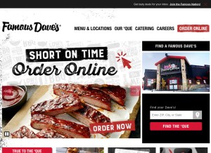 How famousdaves.com looks like on a tablet such as an iPad.