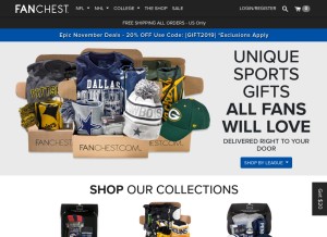 How fanchest.com looks like on a tablet such as an iPad.