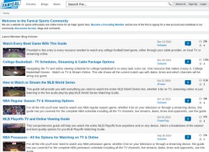 How fanical.com looks like on a tablet such as an iPad.
