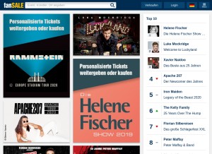 How fansale.de looks like on a tablet such as an iPad.