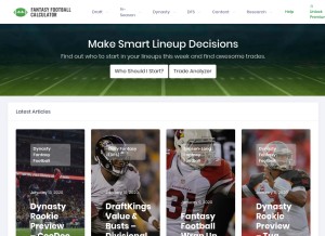 How fantasyfootballcalculator.com looks like on a tablet such as an iPad.