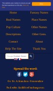 How fantasynamegenerators.com looks like on a mobile device such as an iPhone.