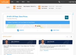 How fantasysp.com looks like on a tablet such as an iPad.