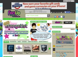 How fanup.com looks like on a tablet such as an iPad.