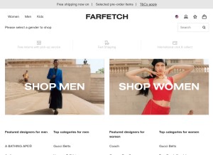 How farfetch.com looks like on a tablet such as an iPad.