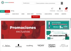 How farmagranada.com looks like on a tablet such as an iPad.