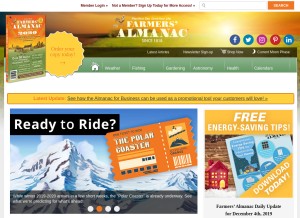 How farmersalmanac.com looks like on a tablet such as an iPad.