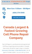 How fastcellrepair.ca looks like on a mobile device such as an iPhone.