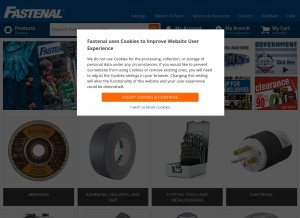 How fastenal.com looks like on a tablet such as an iPad.