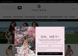How faviana.com looks like on a tablet such as an iPad.