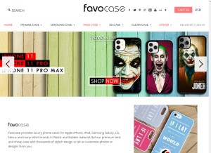 How favocase.com looks like on a tablet such as an iPad.