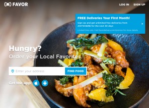 How favordelivery.com looks like on a tablet such as an iPad.