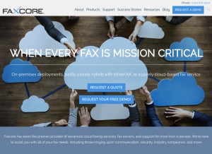 How faxcore.com looks like on a tablet such as an iPad.