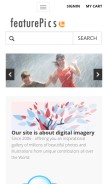 How featurepics.com looks like on a mobile device such as an iPhone.