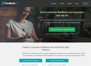 How feedbacklite.com looks like on a tablet such as an iPad.