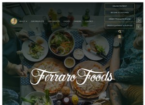 How ferrarofoods.com looks like on a tablet such as an iPad.
