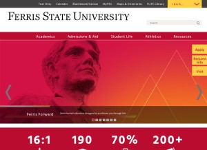 How ferris.edu looks like on a tablet such as an iPad.