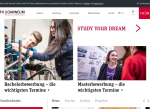 How fh-joanneum.at looks like on a tablet such as an iPad.