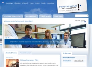 How fh-swf.de looks like on a tablet such as an iPad.