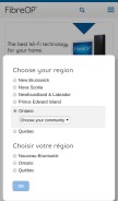How fibreop.ca looks like on a mobile device such as an iPhone.