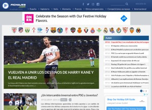 How fichajes.com looks like on a tablet such as an iPad.