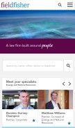 How fieldfisher.com looks like on a mobile device such as an iPhone.