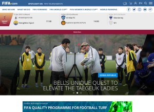 How fifa.com looks like on a tablet such as an iPad.