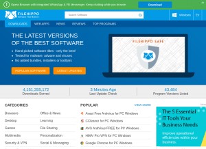 How filehippo.com looks like on a tablet such as an iPad.